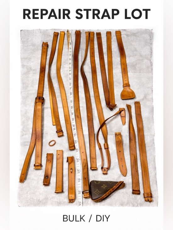 Louis Vuitton Accessories - Vachetta Leather Strap Repair Bundle Large Lot Patina Replacement Pieces SKU 014